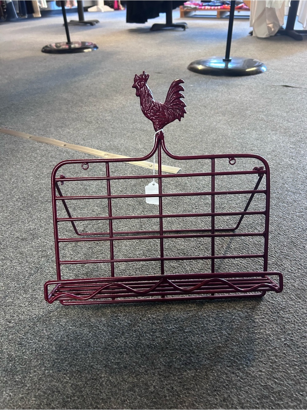Decorative Rooster Cookbook Stand in Deep Burgundy